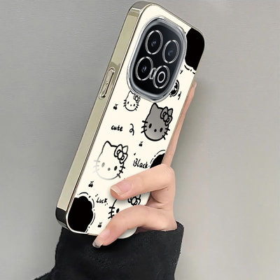 适用iQOOZ10Turbo手机壳Z10TurboPro保护套vivoiQOOZ爱酷iQ00iQZ新款Pro电镀透明全包防摔vivoZ男女黑白kt猫