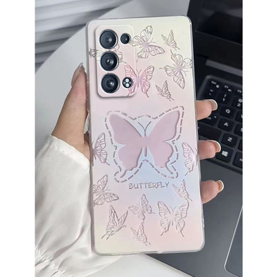 适用于oppoReno6pro+手机壳新款oppo十pr0+全包防摔por壳opopreno套opp0pp0ppoR仙女opreno六ron渐变镂空蝴蝶