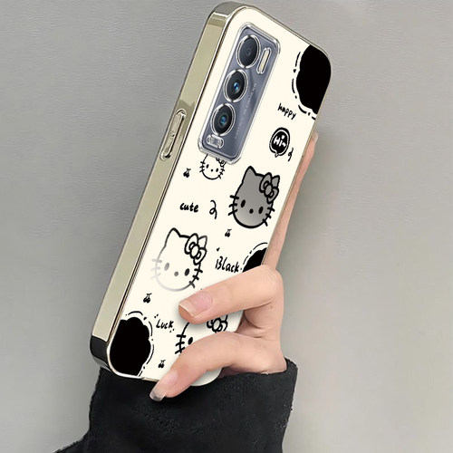 适用真我GT大师探索版手机壳RMX3366保护套realmeGT新款大探realme电镀银框OPPOGT全包OPPO防摔女生黑白kt猫