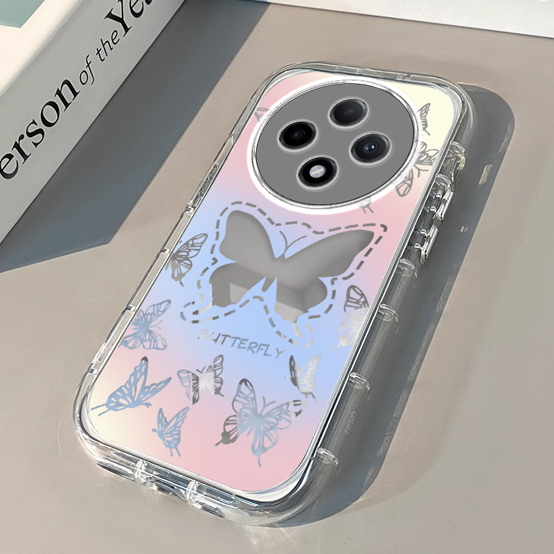 适用oppoa3pro手机壳a2/a1pro/a58新款a93s镜面opopa96保护套A575G渐变蝴蝶a32全包a53防摔a5女a72a1i镂空a97