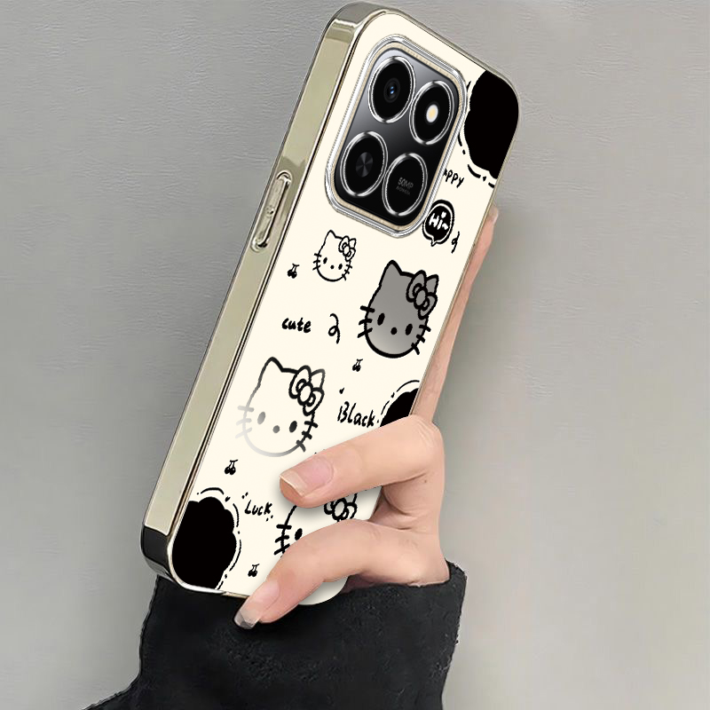 适用荣耀Play10T手机壳HonorPlay10T新款保护套LOG一AN10华为电镀透明paly全包防摔LOGAN男女软外壳黑白kt猫