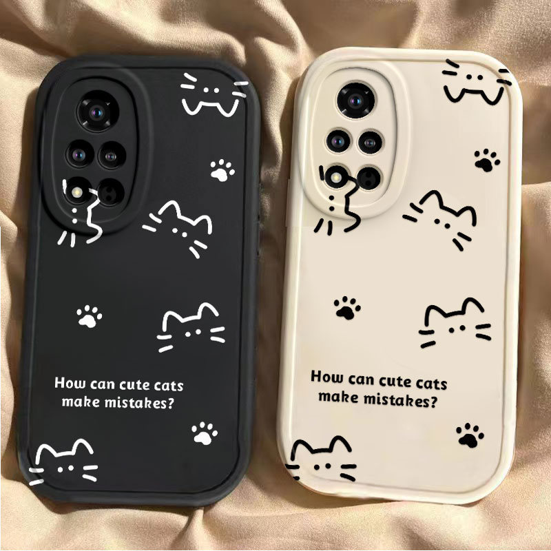 适用荣耀V40/V30pro手机壳新款华为HonorV40轻奢版保护套全包防摔硅胶v3Opor可爱V10高级v20男女线条猫咪情侣