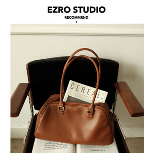 通勤包简约大气头层牛皮百搭保龄球包单肩波士顿女包出行 EZRO