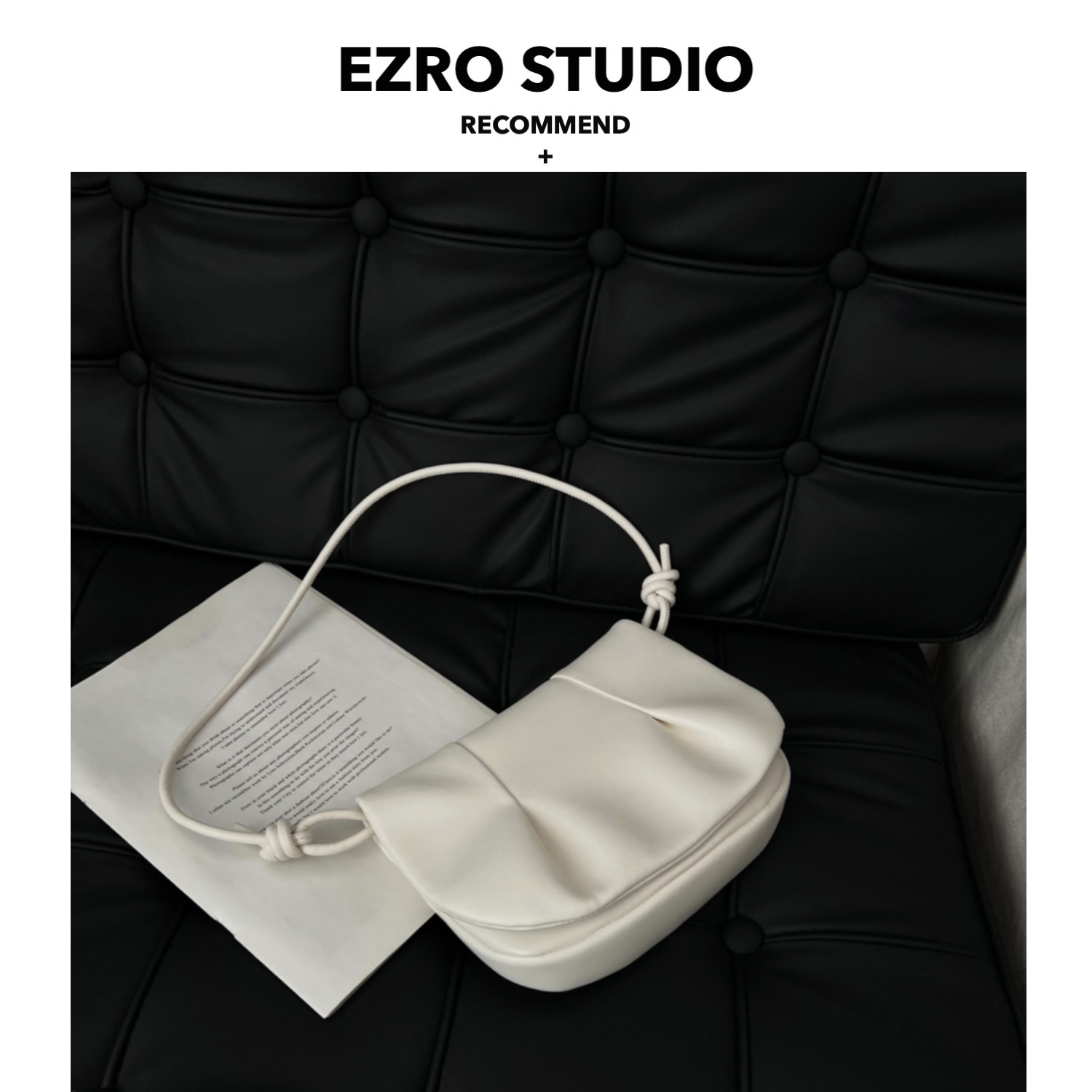 EZRO真皮单肩斜挎腋下褶皱马鞍包