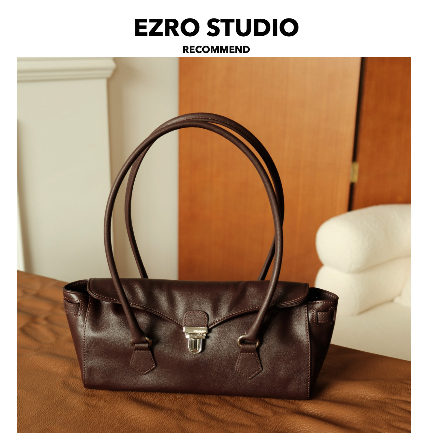 EZRO植鞣牛皮高级感复古法棍包