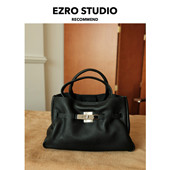 EZRO 质感头层柔软牛皮真皮凯莉锁扣包通勤包单肩斜挎手提女包