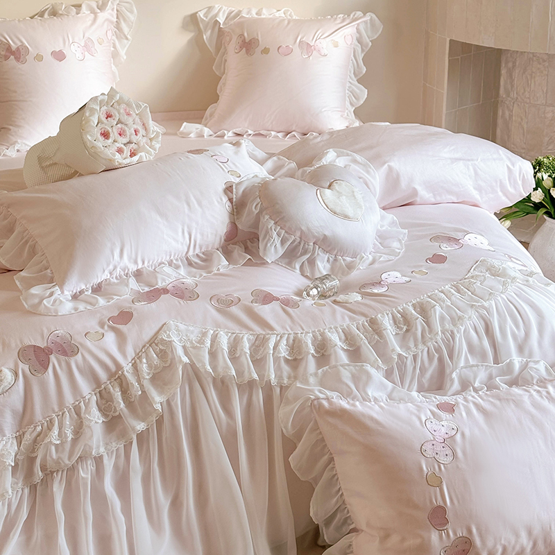刺绣四件套纯棉100支法式公主风