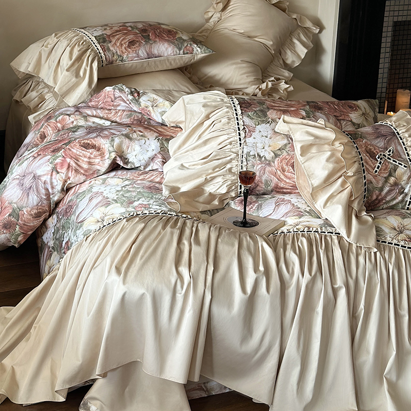 繁花四件套纯棉长绒棉法式公主风