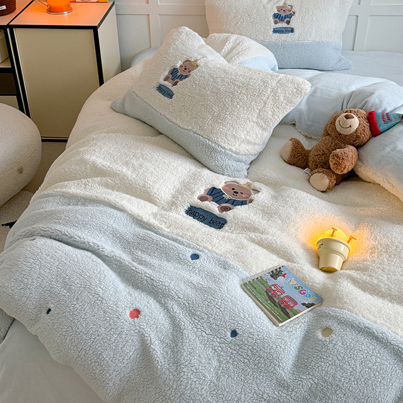 卡通少女冬季羊羔绒少女心四件套