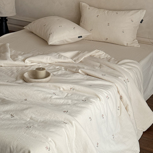 法式全棉双层纱可机洗夏被四件套