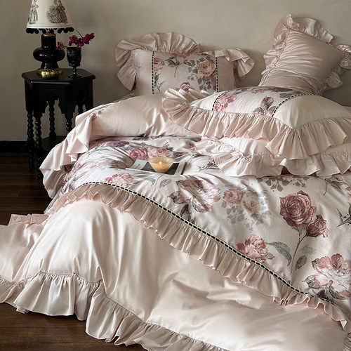 法式公主风印花纯棉长绒棉四件套