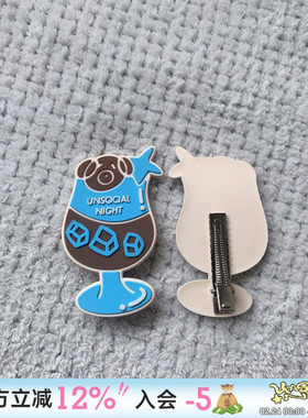 UnsocialNight原创插画胶章发夹发卡刘海发夹发饰侧边夹鸭嘴夹