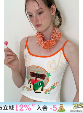 UnsocialNight夏季泰式甜辣卡通原创印花图案吊带背心女上衣
