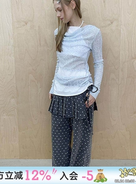 UnsocialNight假两件拼接针织长袖空调衫挂脖吊带上衣薄款防晒衫