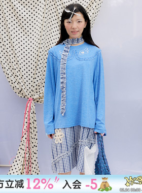 UnsocialNight春夏新款原创小翅膀烫画拼接打底衫宽松休闲T恤少女