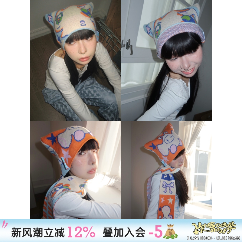 奥莉蛙联名猫耳冷帽可爱