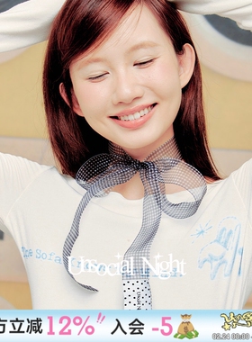 UnsocialNight原创格纹丝带飘带choker浪漫配饰蝴蝶结项圈锁骨链