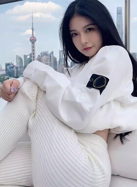 Stone Compass Logo Cotton Sweatshirt欧美罗盘徽章加绒圆领卫衣