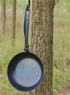 触造 户外折叠铁锅 手工锻造无涂层 熟铁不粘 野炊牛排 户外露营