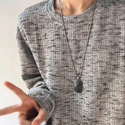 小香风扎染针织长袖t恤男女