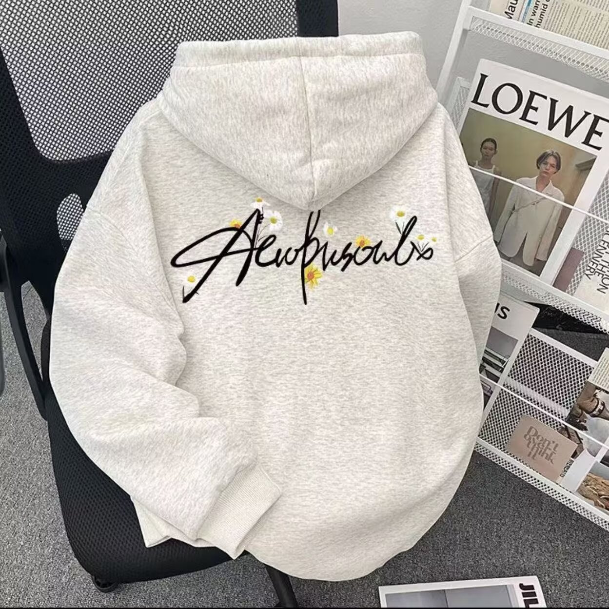 重磅连帽卫衣男女字母美式潮牌新款秋冬季加绒加厚学生上衣服外套