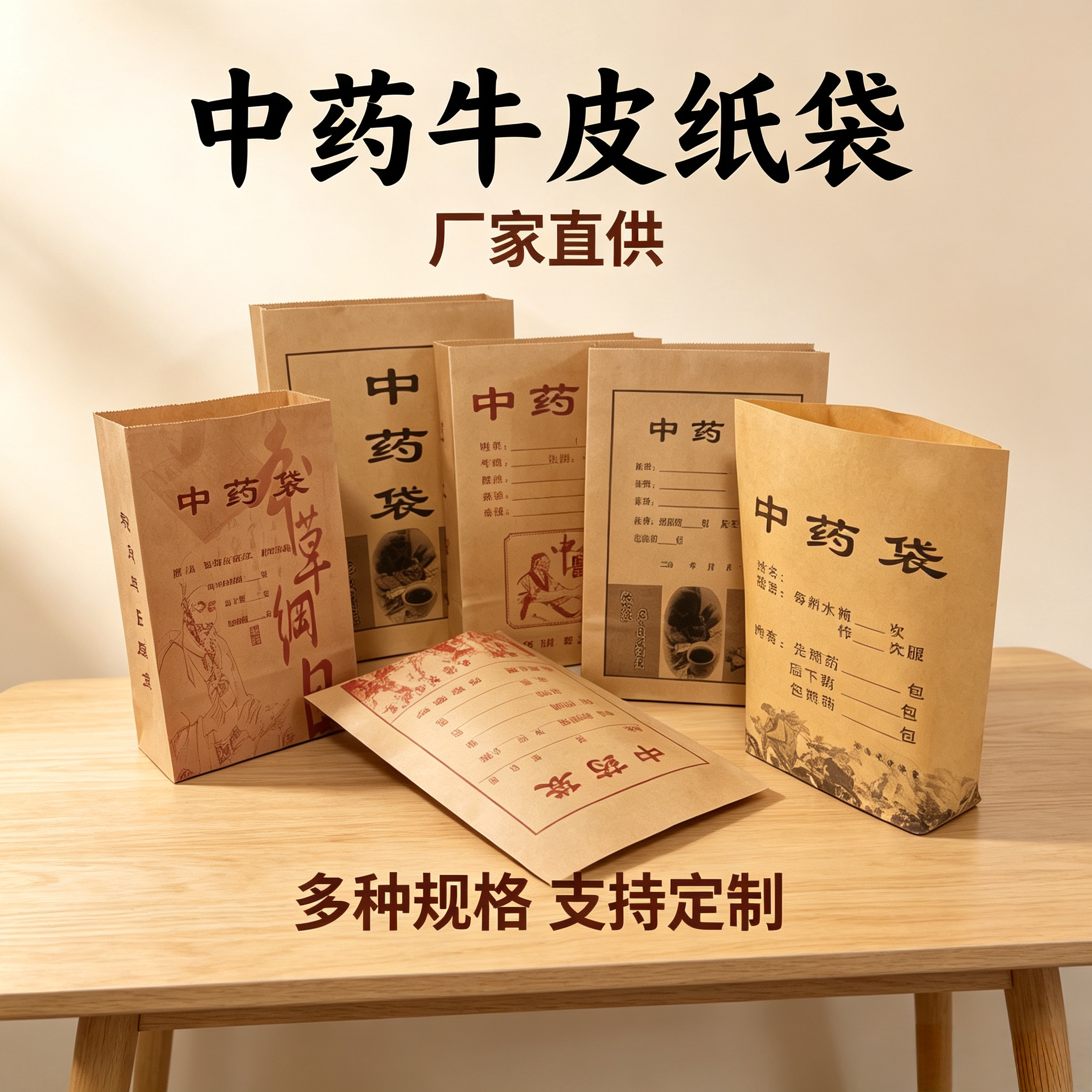 中药纸袋牛皮纸中药包装袋大中小号信封袋西药袋种子袋样品袋定做