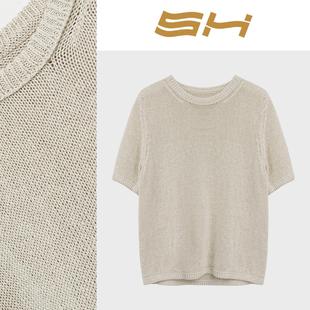 25年新款 AJS T恤女装 K789简约纯色小众宽松短袖 慵懒风上衣 169