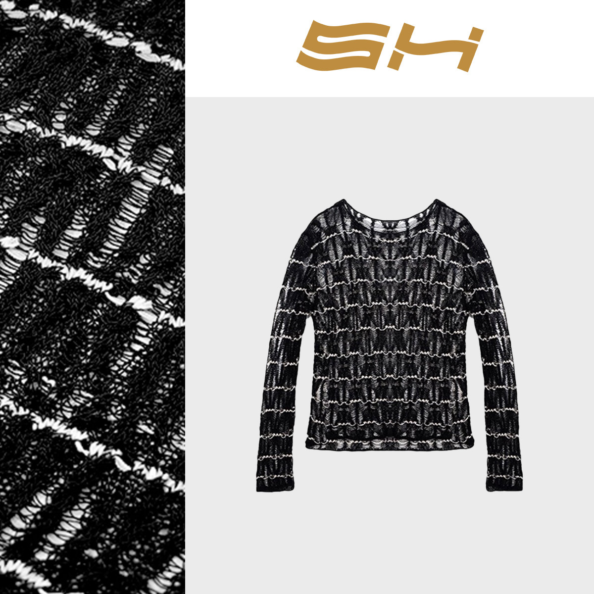 时尚简约设计感镂空针织显瘦衬衫女装新款休闲显瘦上衣