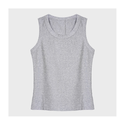 夏季新款极简风纯色背心女内搭外穿宽松圆领无袖上衣