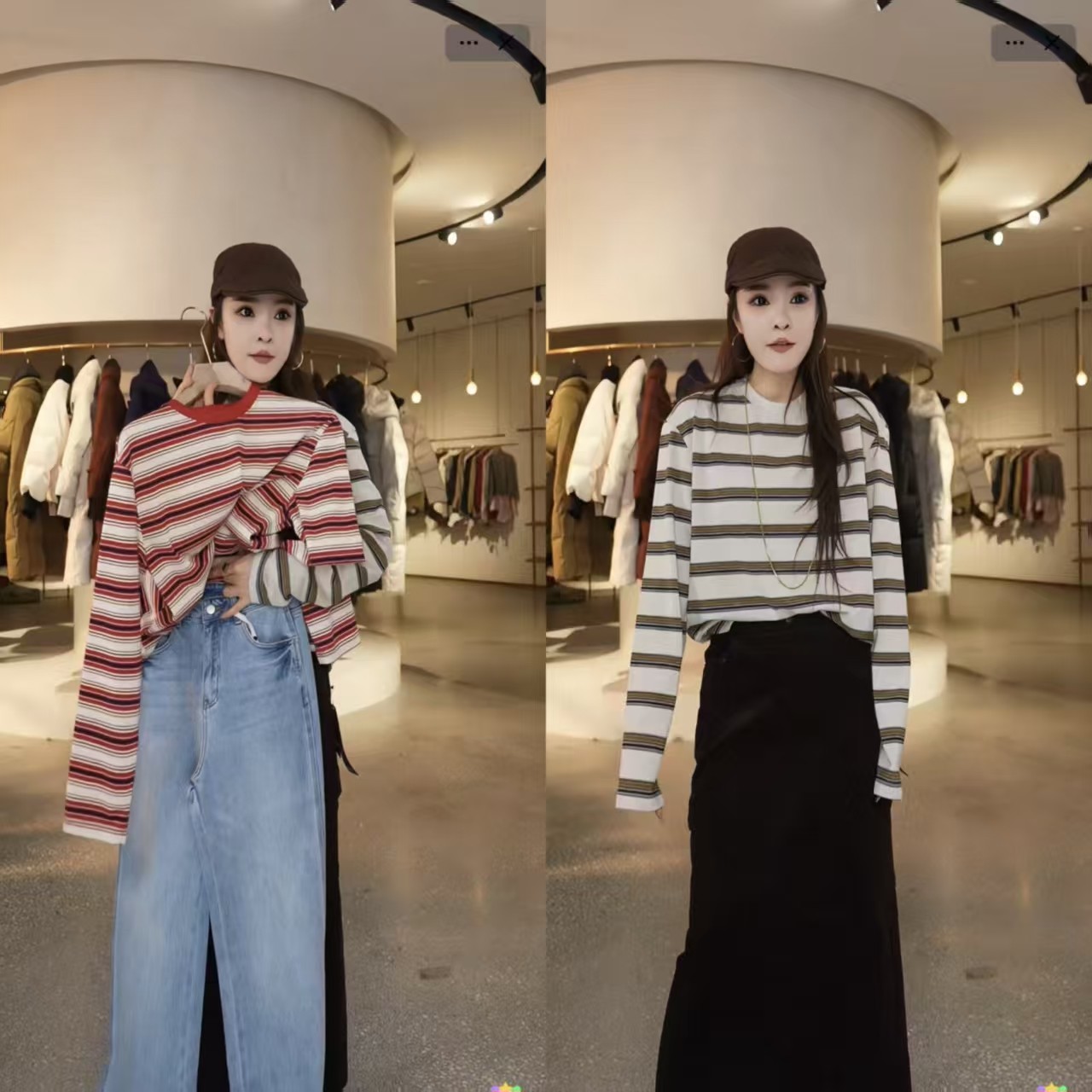 【芳芳力荐】CC-601067条纹长袖T恤女装上衣