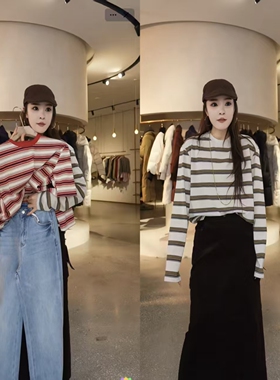 【芳芳力荐】CC-601067条纹长袖T恤女装上衣