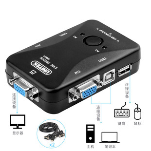 优越者(UNITEK)U-8709ABK vga切换器2进1出KVM视频切换器配原装线