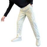 冬季加厚棉裤男士休闲裤菱形格直筒裤C207-70021-P65控95，男装棉裤，电商C207