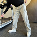 冬季弯刀裤加绒卫裤水洗针织休闲直筒裤C207-5083-P78控108，男装休闲裤，电商C207