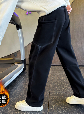 冬季弯刀裤加绒卫裤水洗针织休闲直筒裤 C207-5083-P78控108