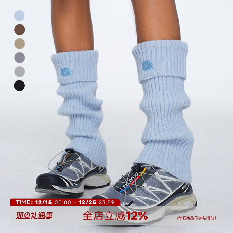 刺绣针织袜套妹堆堆袜小腿袜