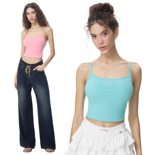 糖果色基础吊带背心女夏自带胸垫