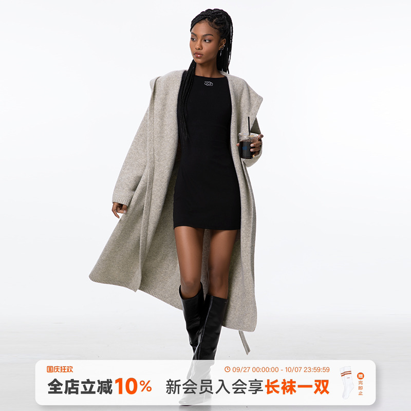 第十四行诗秋冬慵懒加厚长款外套
