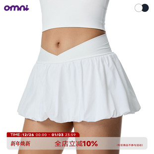 v腰花苞裙裤 ABMY 女夏高弹拼接网球运动防走光褶皱短裙 omni