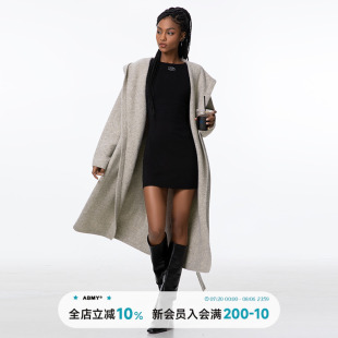 毛衣外套 ABMY 第十四行诗 连帽针织开衫 女秋冬慵懒宽松加厚长款