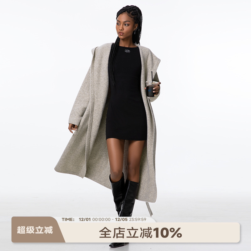 第十四行诗秋冬慵懒加厚长款外套