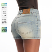 复古辣妹显瘦热裤 ABMY 女弹力紧身美式 性感包臀牛仔短裤 进阶腿精