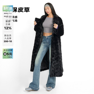 ABMY 毛毛外套 环保皮草复古翻领仿水貂毛宽松慵懒加厚保暖冬长款