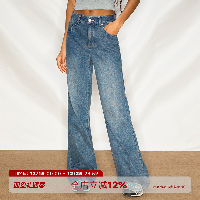 abmy复古中腰直筒长裤