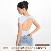 T恤女夏季 noBra 百搭带胸垫上衣 美式 辣妹镂空露背短袖 ABMY