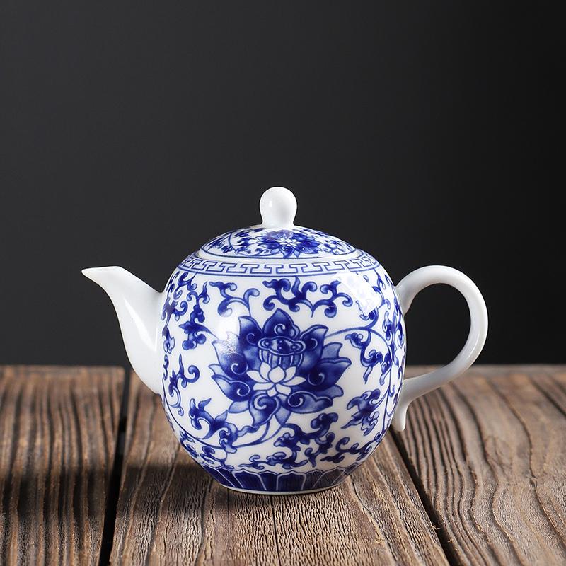 青花瓷缠枝莲小茶壶单壶泡茶壶