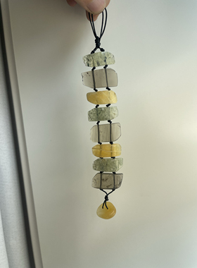 葡萄石茶晶黄灵石红玛瑙随行不规则手链手排黄灵石扣头皮绳02