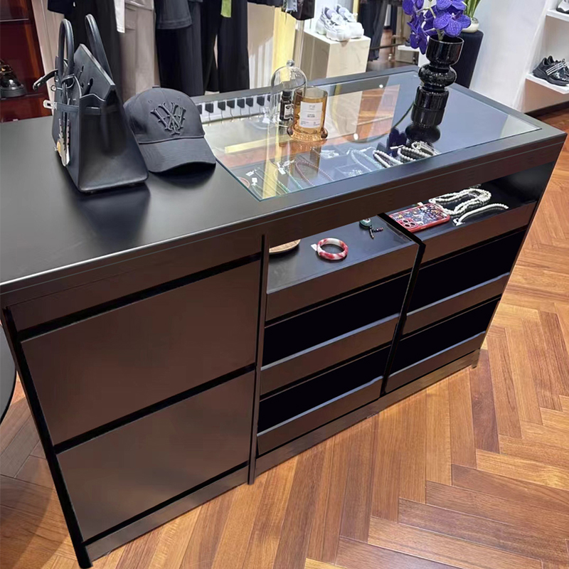 中岛台烤漆款带玻璃橱窗加厚板材