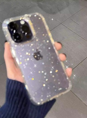 闪粉星星女神款适用iPhone15promax手机壳新款苹果13透明高级感14pro小众XR硅胶防摔套XS网红爆款女mini防摔7