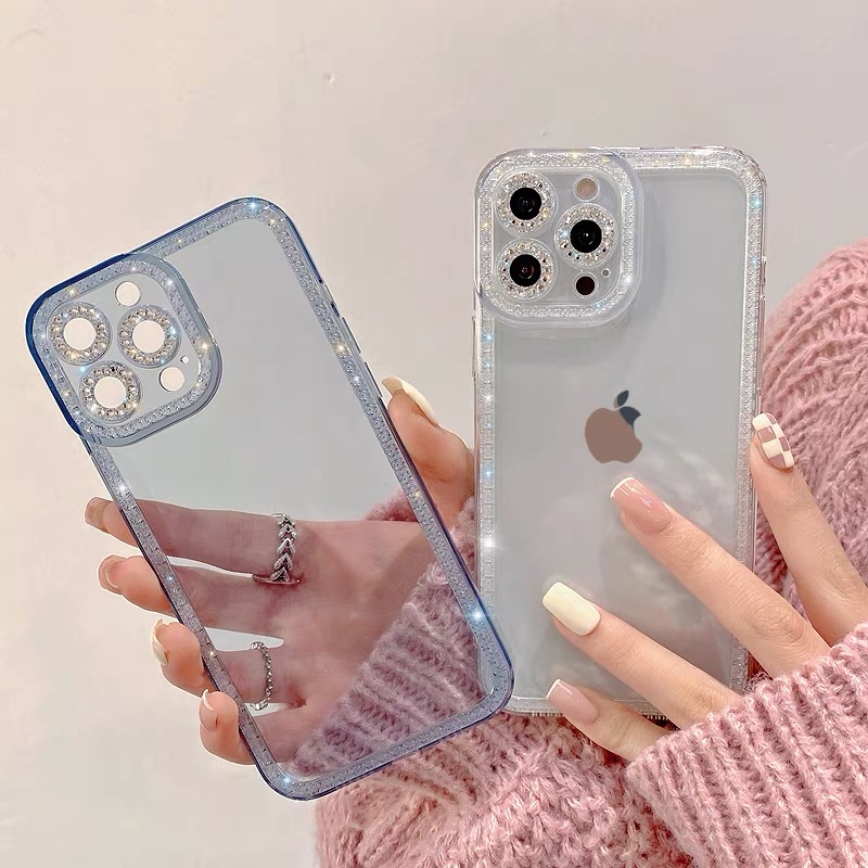 新款晶钻适用苹果13手机壳iPhone12透明xr防摔11promax全包镜头xs